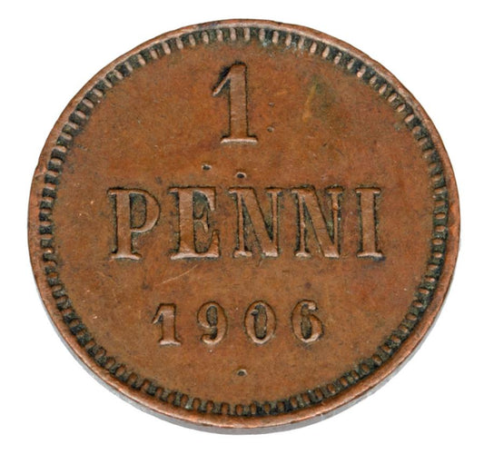 1 penni 1906 Mikołaj II Finlandia okupacja rosyjska Helsinki