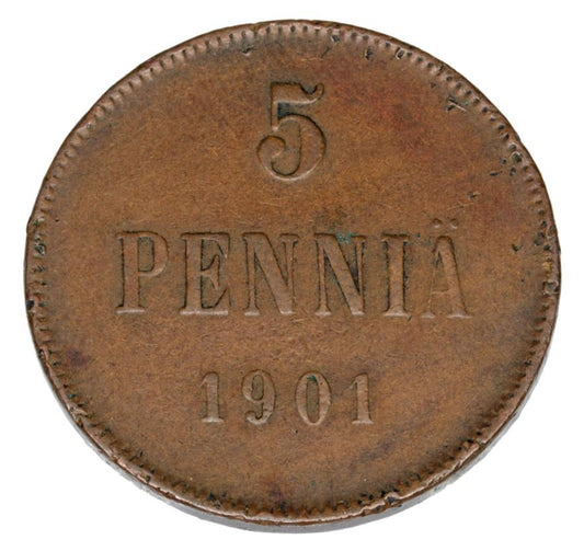 5 pennia 1901 Mikołaj II Finlandia rosyjska Helsinki