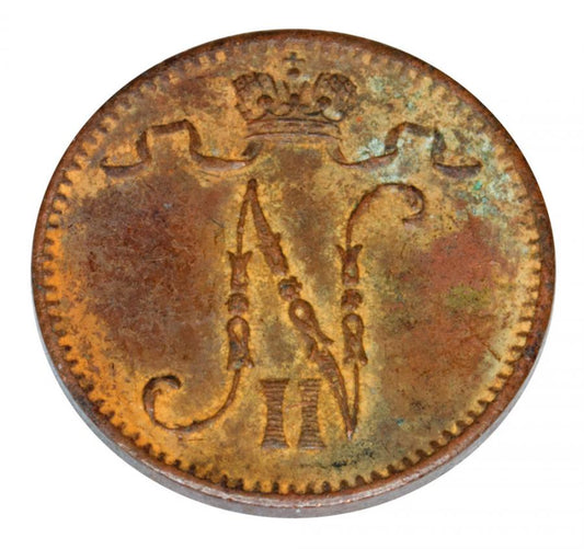 1 penni 1907 Mikołaj II Finlandia okupacja rosyjska Helsinki
