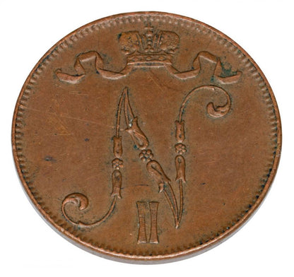5 pennia 1915 Mikołaj II Finlandia okupacja Helsinki