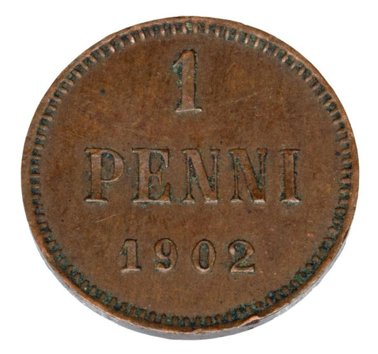 1 penni 1902 Mikołaj II Finlandia okupacja rosyjska Helsinki