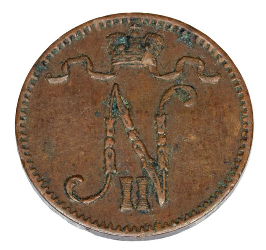 1 penni 1902 Mikołaj II Finlandia okupacja rosyjska Helsinki
