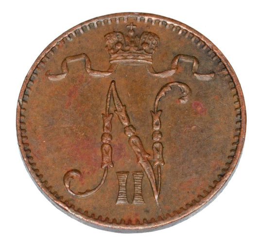 1 penni 1908 Mikołaj II Finlandia okupacja rosyjska Helsinki