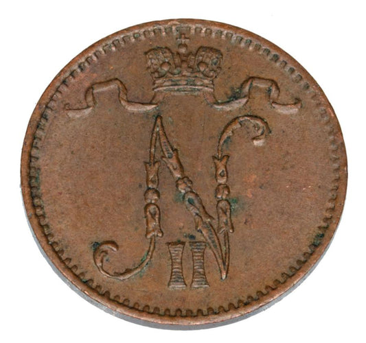 1 penni 1909 Mikołaj II Finlandia okupacja rosyjska Helsinki