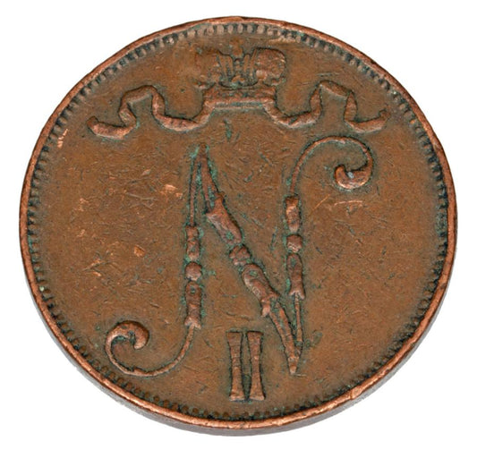 5 pennia 1908 Mikołaj II Finlandia rosyjska Helsinki