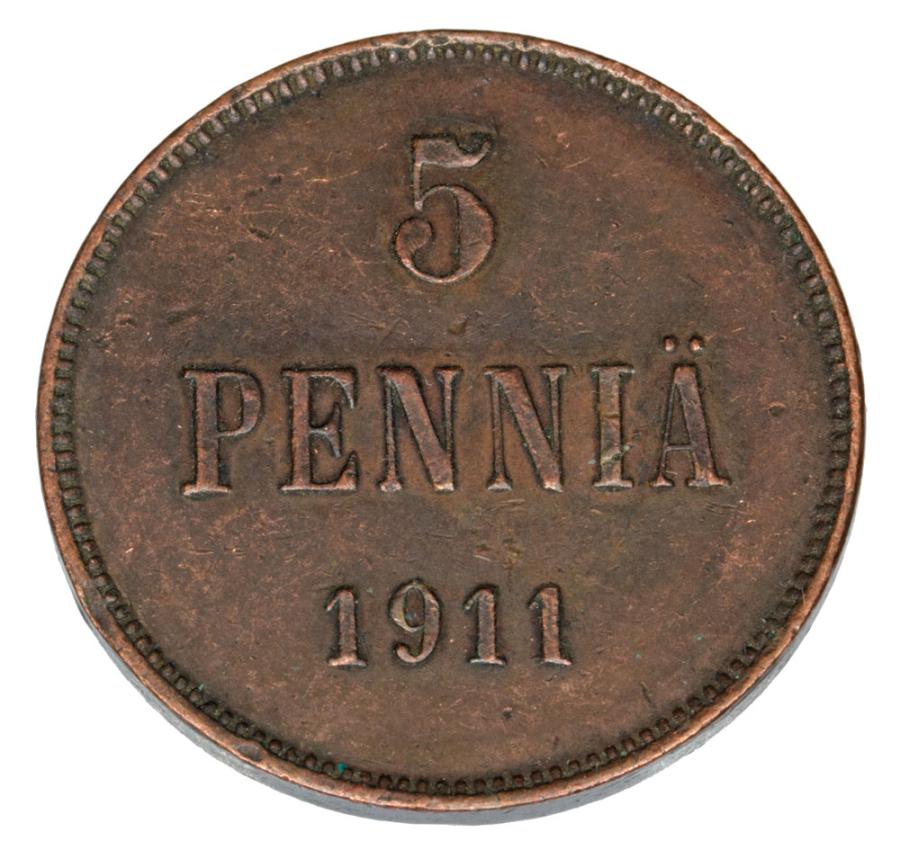 5 pennia 1911 Mikołaj II Finlandia rosyjska Helsinki