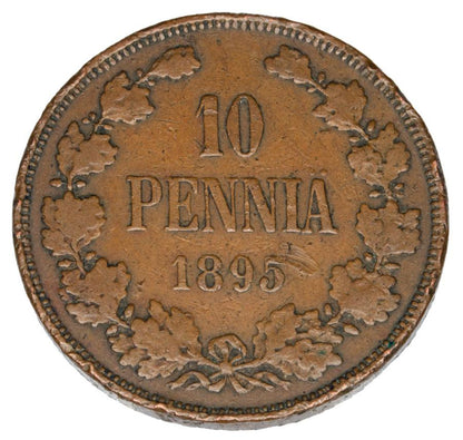 10 pennia 1895 Mikołaj II Finlandia rosyjska Helsinki
