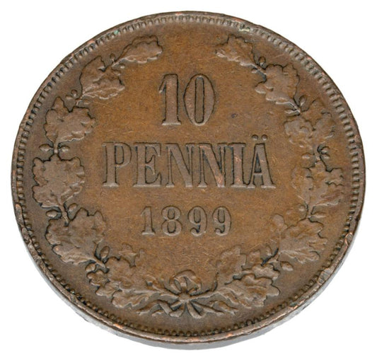 10 pennia 1899 Mikołaj II Finlandia rosyjska Helsinki