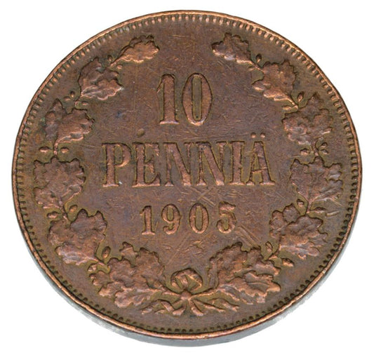 10 pennia 1905 Mikołaj II Finlandia rosyjska Helsinki