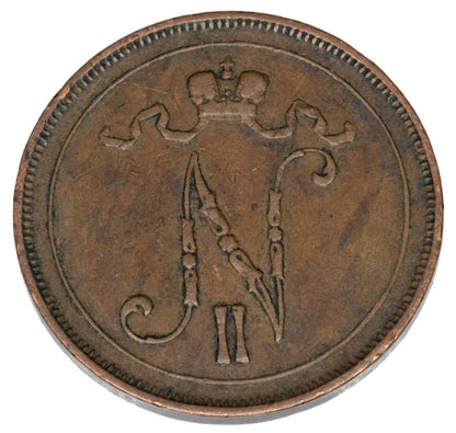 10 pennia 1907 Mikołaj II Finlandia rosyjska Helsinki