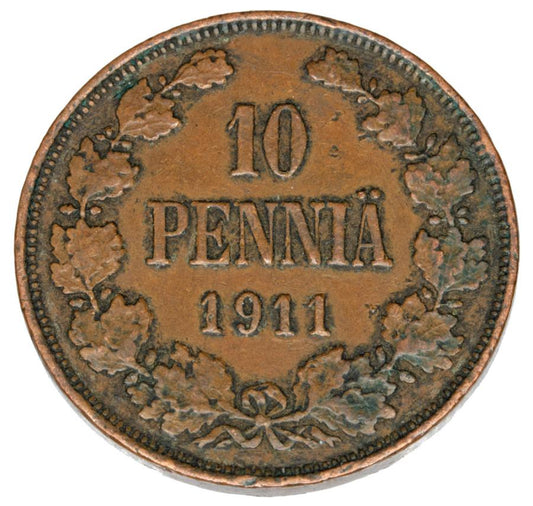 10 pennia 1911 Mikołaj II Finlandia rosyjska Helsinki