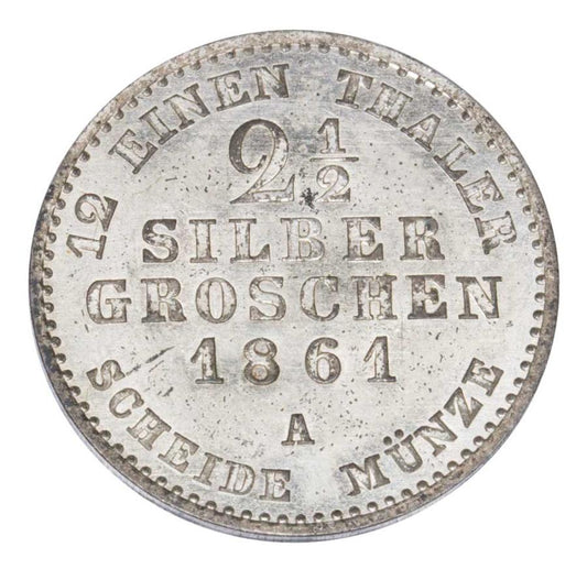 2 1/2 grosza srebrnego 1861 Wilhelm I Niemcy Berlin A