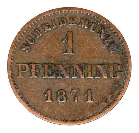 1 fenig 1871 Ludwik II Wittelsbach Niemcy Bawaria