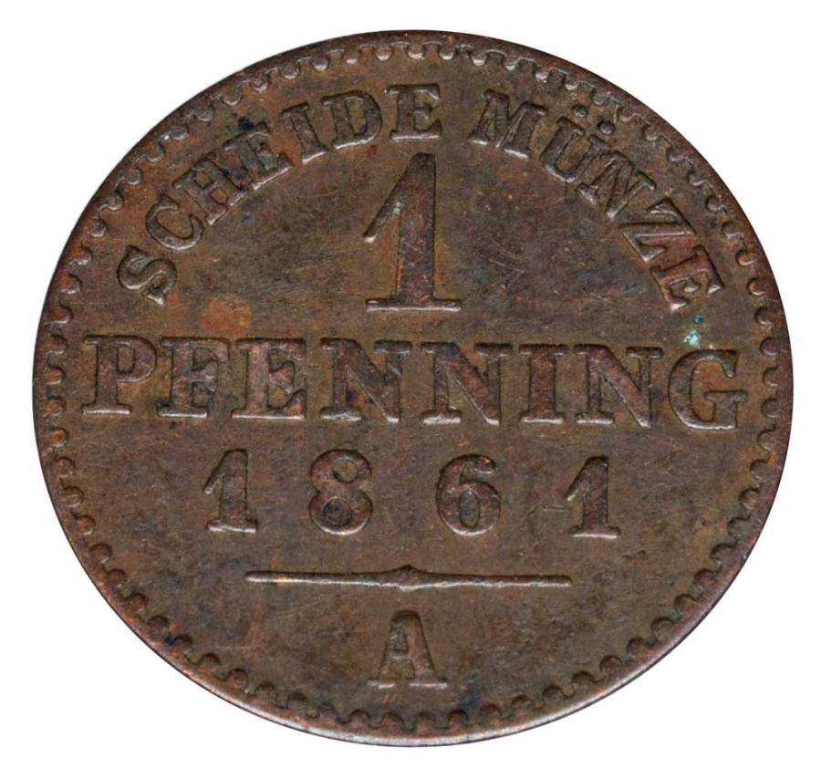 1 fenig 1861 Wilhelm I Hohenzollern Niemcy Berlin