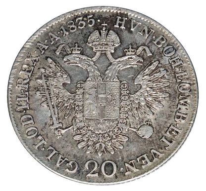 20 krajcarów 1835 Franciszek Józef I Austria Praga C